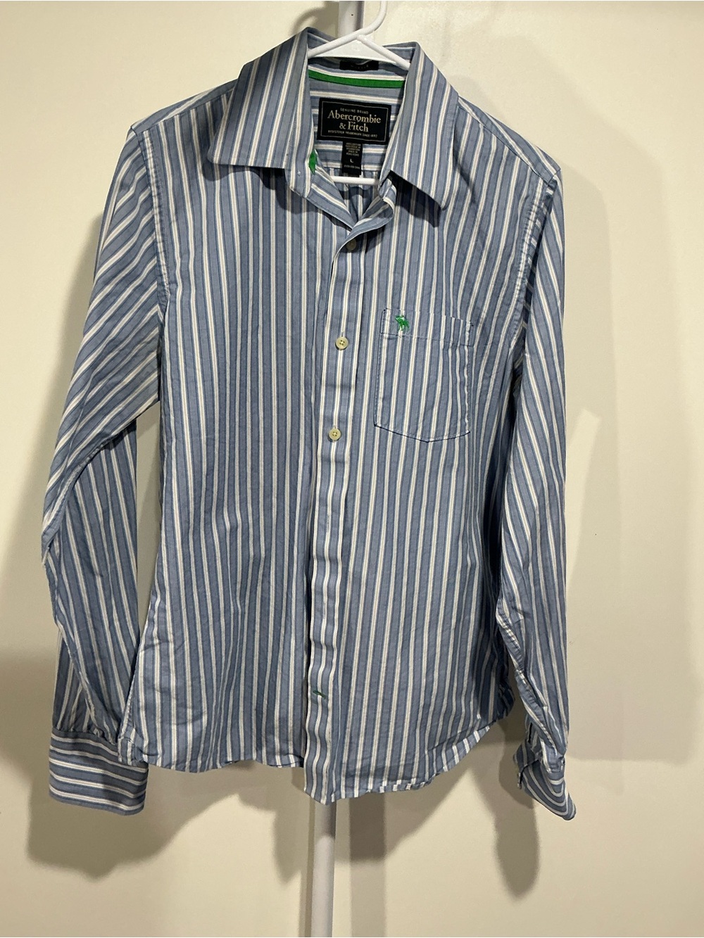 Abercrombie & Fitch Blue and White Vertical Stripe Dress Shirt